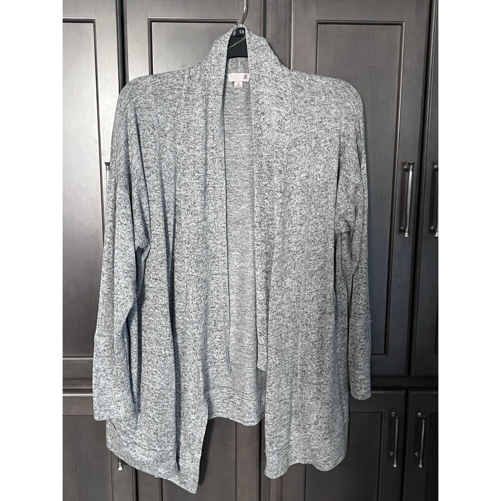 So Women’s Heather Gray Open Front Cardigan 2X Plus Polyester Blend
